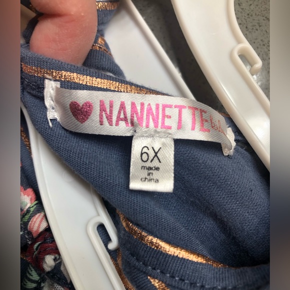 Nannette set of 2 long sleeve tops, floral/blue/pink/gold, 6X - Picture 7 of 10